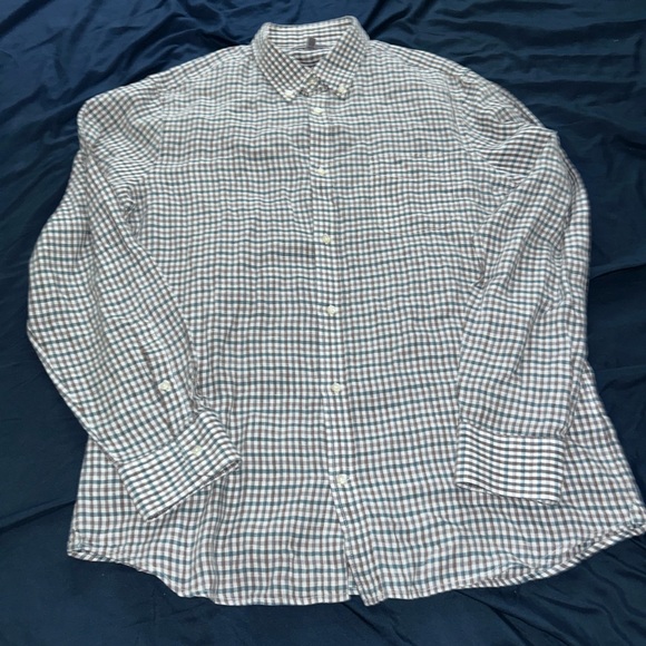 Vince Other - Vince Men's Button Down Shirt XL Long Sleeve Plaid Checker White Brown $225 MSRP